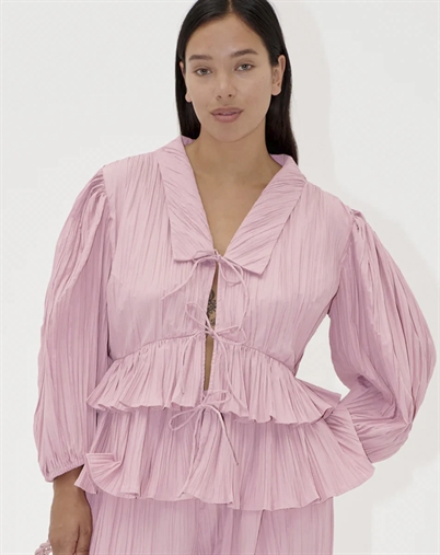 Balloon Sleeve Tie Bluse - Pink Nectar - Stine Goya 